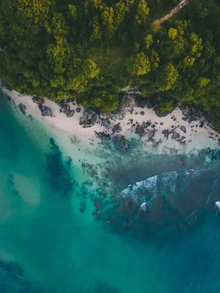 Jamaïque, vue aérienne d'une plage et de la mer des Caraïbes